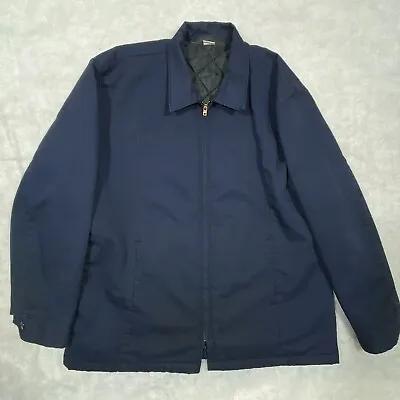 Vintage Mechanic Lined Work Jacket Navy Blue Mens Large 2 Pocket Made In USA • $37.95