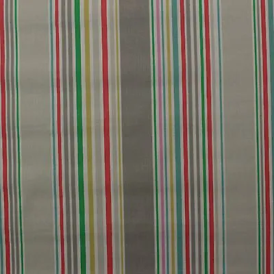 P Kaufmann Nautical Stripe Zinc Green Pink Red Multiuse Fabric By Yard 54 W • $13.99