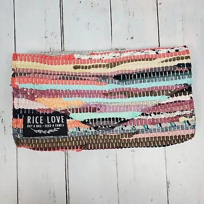 Rice Love Buy A Bag Feed A Family Burlap Handmade Long Wallet Handbag Multicolor • $10