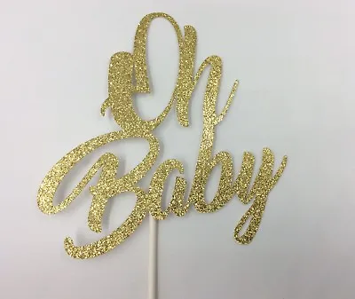 1Pc Cake Topper Oh Baby Girl Boy Glitter Gold Birthday Party Decor Supplies • $8.89