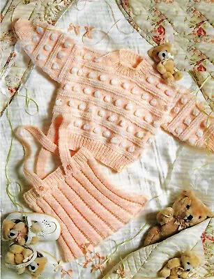 Baby Girls Bobble Sweater Jumper Pleated Skirt KNITTING PATTERN DK 18 - 24  • £2.15