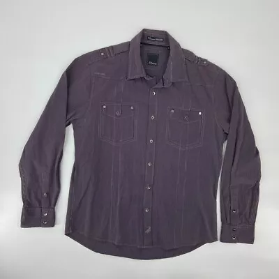 7 Diamonds Button Up Shirt Mens XL Purple White Stripe Casual Long Sleeve * • $2.79