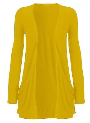 Ladies Long Sleeve Boyfriend Cardigan With Pockets Plus Sizes Uk 8-26 • £8.99