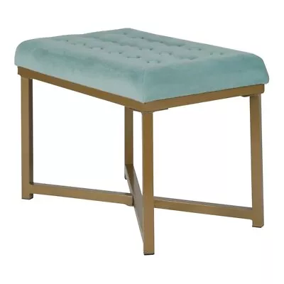 HomePop Modern Style Metal Bench With Velvet Seat In Blue Finish • $93.99