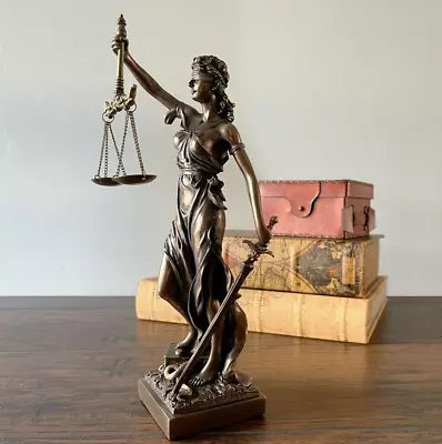 Decorative Blind Lady Justice Themis Goddess Cast Bronze Sculpture Statue Gift • $84.95