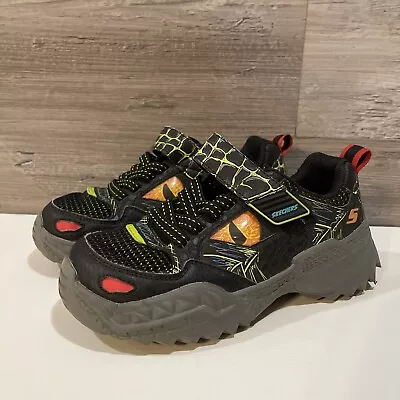 Skechers Boys Skech O Saurus Dino Eye Black Green Casual Shoes Sneakers Size 2.5 • $17.99