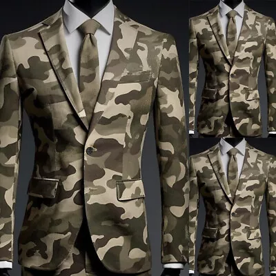 Fashion Men's Suits Camouflage Formal Business Causal Outdoor Prom Tuxedos 2pcs • $53.39