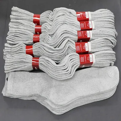 Men's Gray Cotton Moisture Breathable Work Heavy Crew Socks Wholesale Bulk Lots  • $18.50