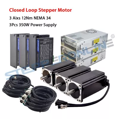 STEPPERONLINE 3 Axis 12Nm Nema34 Closed Loop Stepper Motor Driver CL86T V4.1 Kit • $563