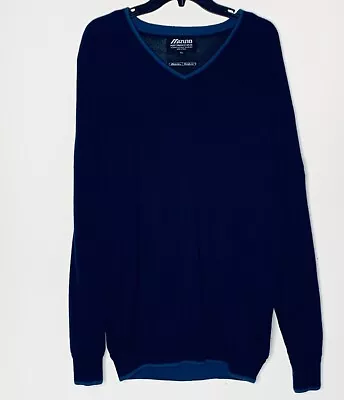 Mizuno Windlite Sweater Men's XL Navy Blue Lined V Neck Performance Golf Cotton • $34.95