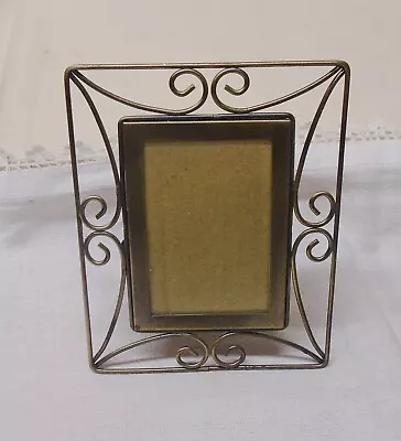 Vintage Picture Photo Wire Metal Scrolls Frame 3 1/2  X 2 1/2  Hang Or Display • $9.95