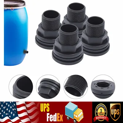 4 Pieces PVC Bulkhead Fitting For Rain Barrels Aquariums Water Tanks 3/4 Inch • $6.48