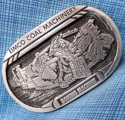 EIMCO Coal Boring Machine Belt Buckle Mining Signed Gary Prazen Vtg      .XTT676 • $34.98