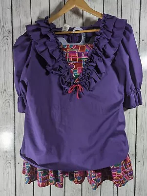 VTG Square Dance Outfit Malco Modes Partners Purple Top MEDIUM Skirt Aztec • $41.88