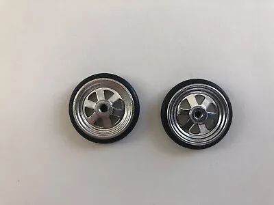 PAIR OF VINTAGE CHROME 6 SPOKE 5-40 THREAD FRONT DRAGSTER WHEELS W/ O Rings • $24