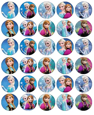 30x Frozen Anna Elsa Cupcake Toppers Edible Wafer Paper Fairy Cake Toppers • £2.59