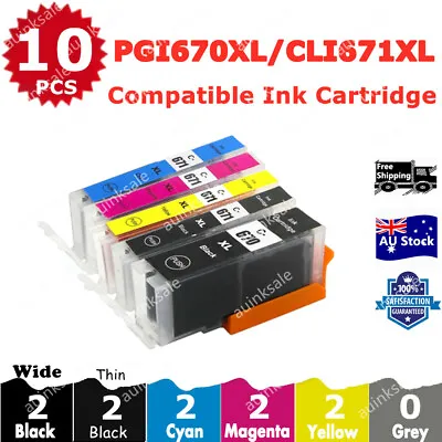 $13.40 • Buy 10X Compatible Ink PGI 670XL CLI 671 For Canon PIXMA TS5060 MG5760 MG5765