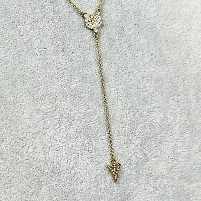 J. Crew Necklace Y Drop Pave Rhinestone Arrow Gold Tone 24  Costume Jewelry • $24.95
