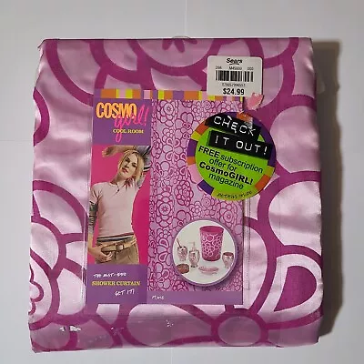 Vintage Y2K Cosmo Girl Cool Room Pink Flower Shower Curtain Flocked Satin Style • $17.99