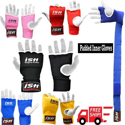 Gel Inner Gloves With Wrist Hand Wraps Padded MMA Boxing Muay Thai PAIR • $9.99