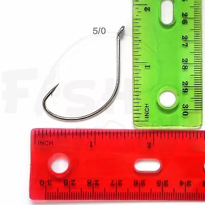  Fish WOW!® 2x Kahle Hook Nickel Size 5/0 Wide Gap Select From 10 20 50 100 Lot • $10.42