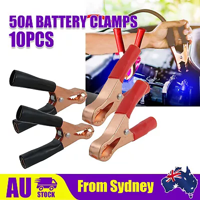 10x50A Red Black Metal Car Battery Clip Crocodile Alligator Test Terminal Clamp  • $8.39