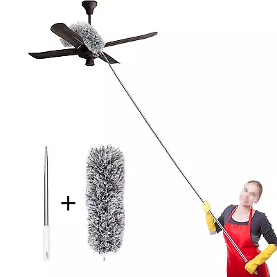 Extra Long Cobweb Feather Duster Telescopic Handle Extendable Ceiling Brush 2.8m • £7.99