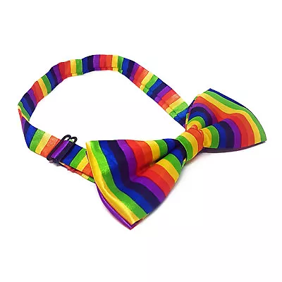 Rainbow Bow Tie Mens Dickie Pride LGBT Satin Fancy Dress Clown Party Wedding • £1.99