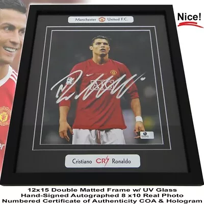 Cristiano Ronaldo CR7 Manchester Autographed 8x10 Photo Custom Framed W/COA • $219.95