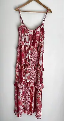 SUSSAN Floral Tired Frill Trim Strappy Midi Maxi Dress Size 10-12 NEW • $10