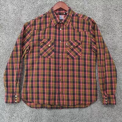 Levis Vintage Clothing LVC Shirt Mens Large Plaid Pearl Snap Western Cowboy • $120