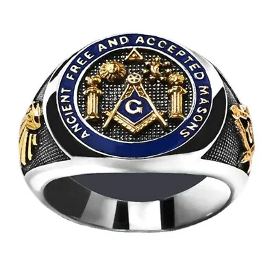 £2.39 • Buy HOT Masonic Ring Cosplay Golden Jewels Medieval Power Aristocrats Gathering
