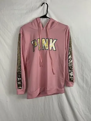 Victoria’s Secret PINK Rose Gold Sequence Bling Pullover Hoodie  Small • $27.95