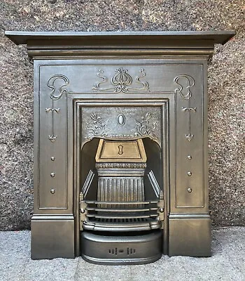 £440 • Buy Stunning Cast Iron Fireplace / Fire Surround Insert Victorian Art Nouveau Style