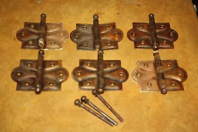 Vintage Matched Set Of 6 Cast Iron Butterfly Door Hinges - 5  X 3 1/2  • $69.99