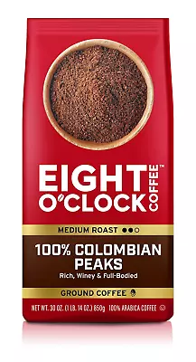 Eight O'Clock Coffee 100% Colombian Peaks 30 Ounce Pack Of 1 Medium Roast Rich • $21.60