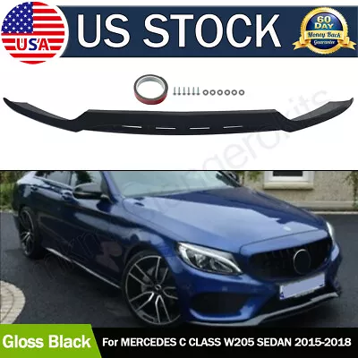 Front Splitter Bumper Lip Fits 2015-18 Mercede C Class W205 C205 C43 Gloss Black • $130.96