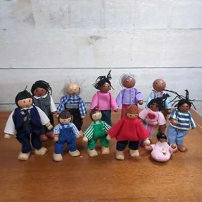 Lot Of 12 Melissa & Doug Poseable Wood Dolls Family Dollhouse Plan Dolls Toys • $24.89