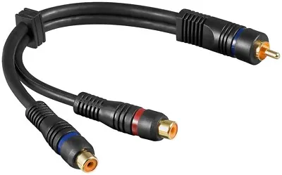 PRO 20cm RCA PHONO Y SPLITTER CABLE ADAPTER 1 Male To 2 X Female OFC Gold • £3.75