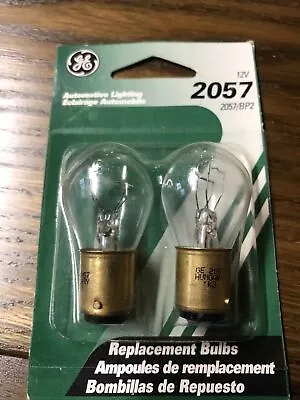 $8.99 • Buy GE 2057 Miniature Lamp Bulb 27w 7w Dual Contact 12 Volt S8 12v Qty-2 (NEW)