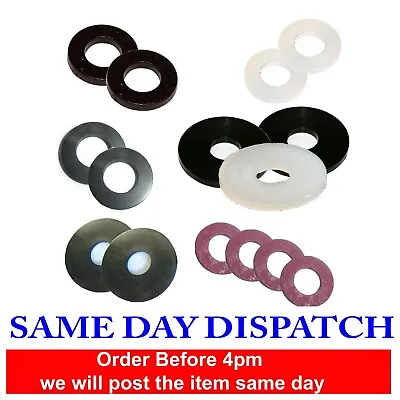 Nylon 66 White Black Form A Penny Fibre Rubber Washers M3 M4 M5 M6 M8 M10 • £2