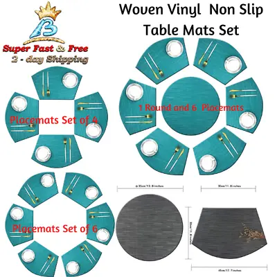 Table Mat Wedge Shape Centerpiece Placemat Dining Decor Non Slip Woven Vinyl • $28.77