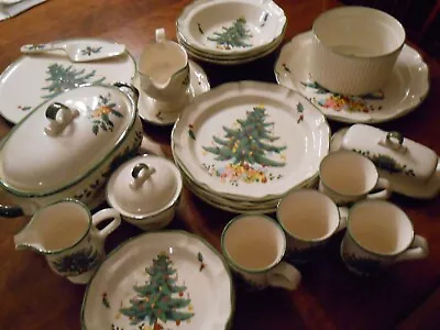 Mikasa Festive Season Christmas Tree Dinner Luncheon Cereal Bowls Cups/Saucer • $49.99