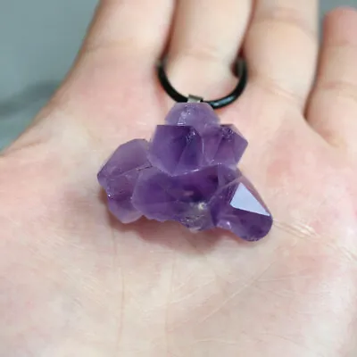 Natural Amethyst Cluster Pendant Quartz Crystal Healing Chakra Gemstone Necklace • $1.70