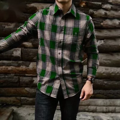 Stylish Men's Plaid Shirt With Soft Button Down Collar Long Sleeve Top • £21.52