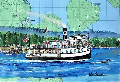 Steamboat Katahdin Art Print Moosehead Lake Maine Gift Ship • $25