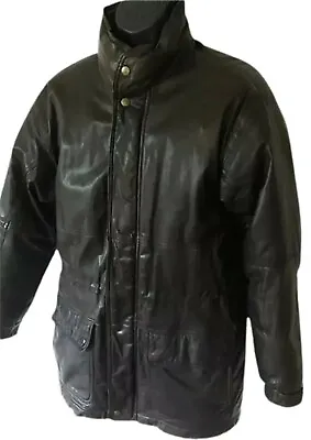 Vtg Eddie Bauer Goose Down Leather Puffer Coat Jacket Mens Size Large USA Made  • $95