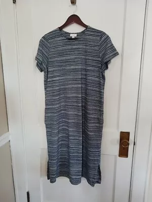 J.Jill Pure Jill Size Large Crew Neck Indigo Blue Cream  T-shirt Dress • $29.99