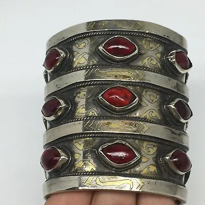 149.8g 2.9 X2.6  Turkmen Bracelet Cuff Old Vintage Gold-Gilded StatementTN695 • $120