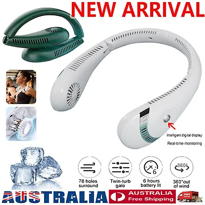 $8.20 • Buy 5000mAh Neck Fan Bladeless Hanging Air Cooler Quiet Rechargeable USB Portable AU